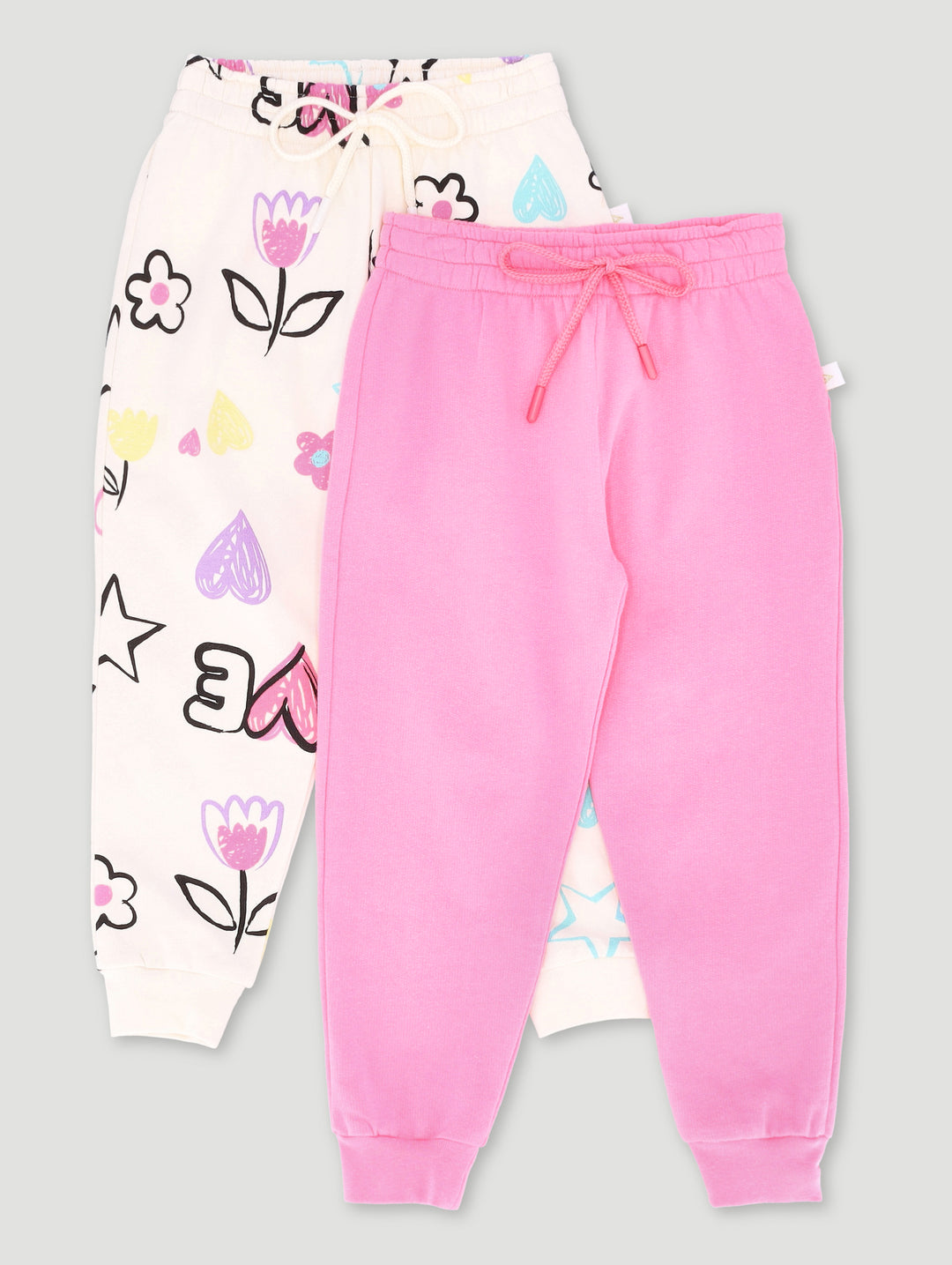 Pre-Girls 2 Pack Plain & Print Jogger - Cerise