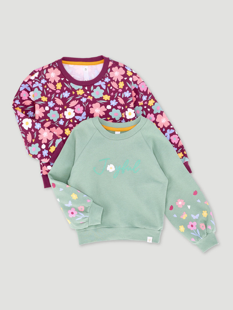 Pre-Girls 2 Pack Floral Print Tracktop - Sage/Burgundy