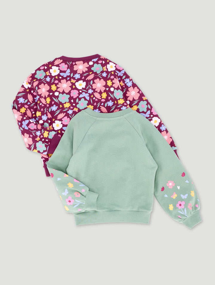 Pre-Girls 2 Pack Floral Print Tracktop - Sage/Burgundy