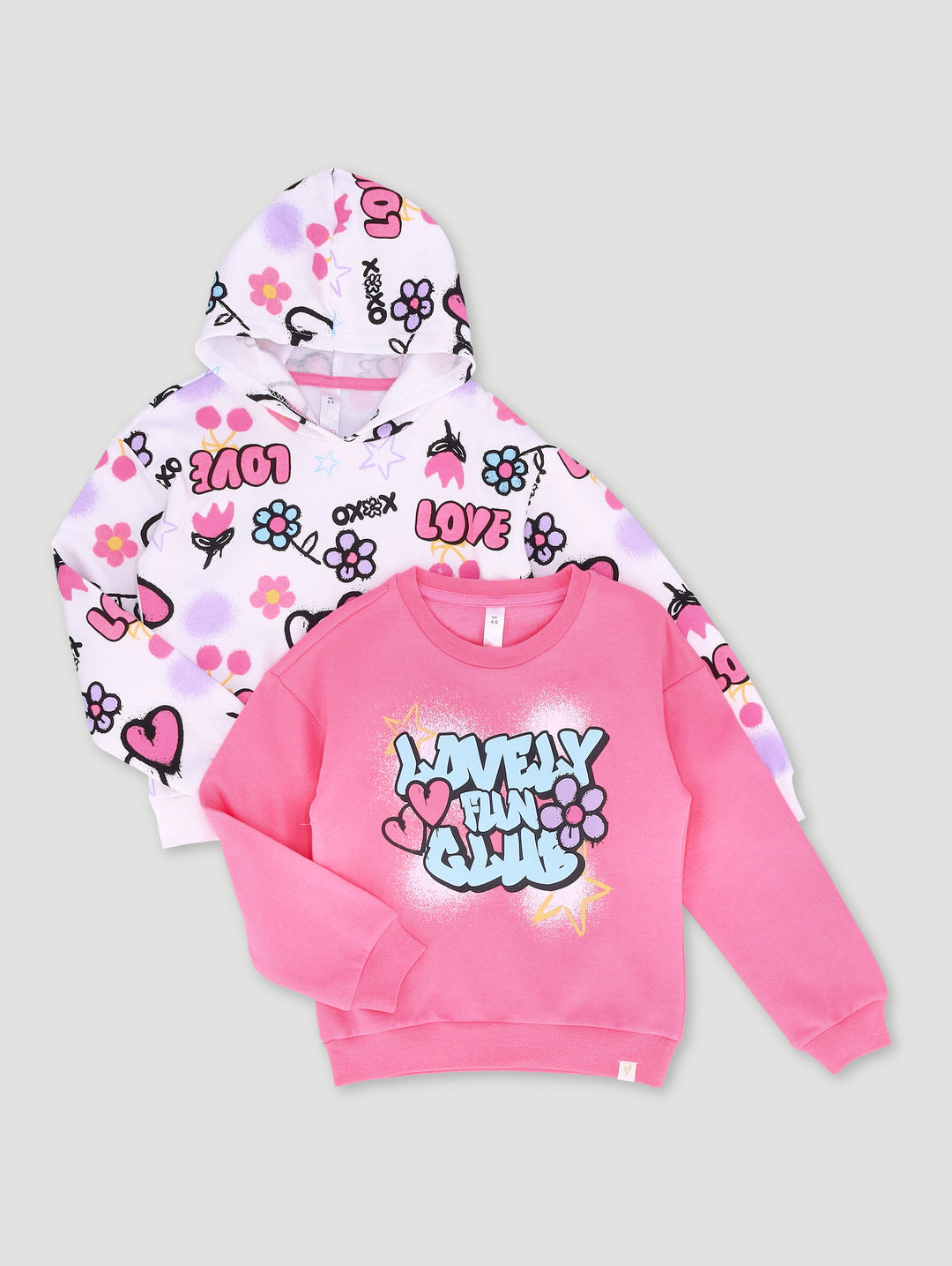 Pre-Girls 2 Pack Grafitti Print Tracktops - White/Pink