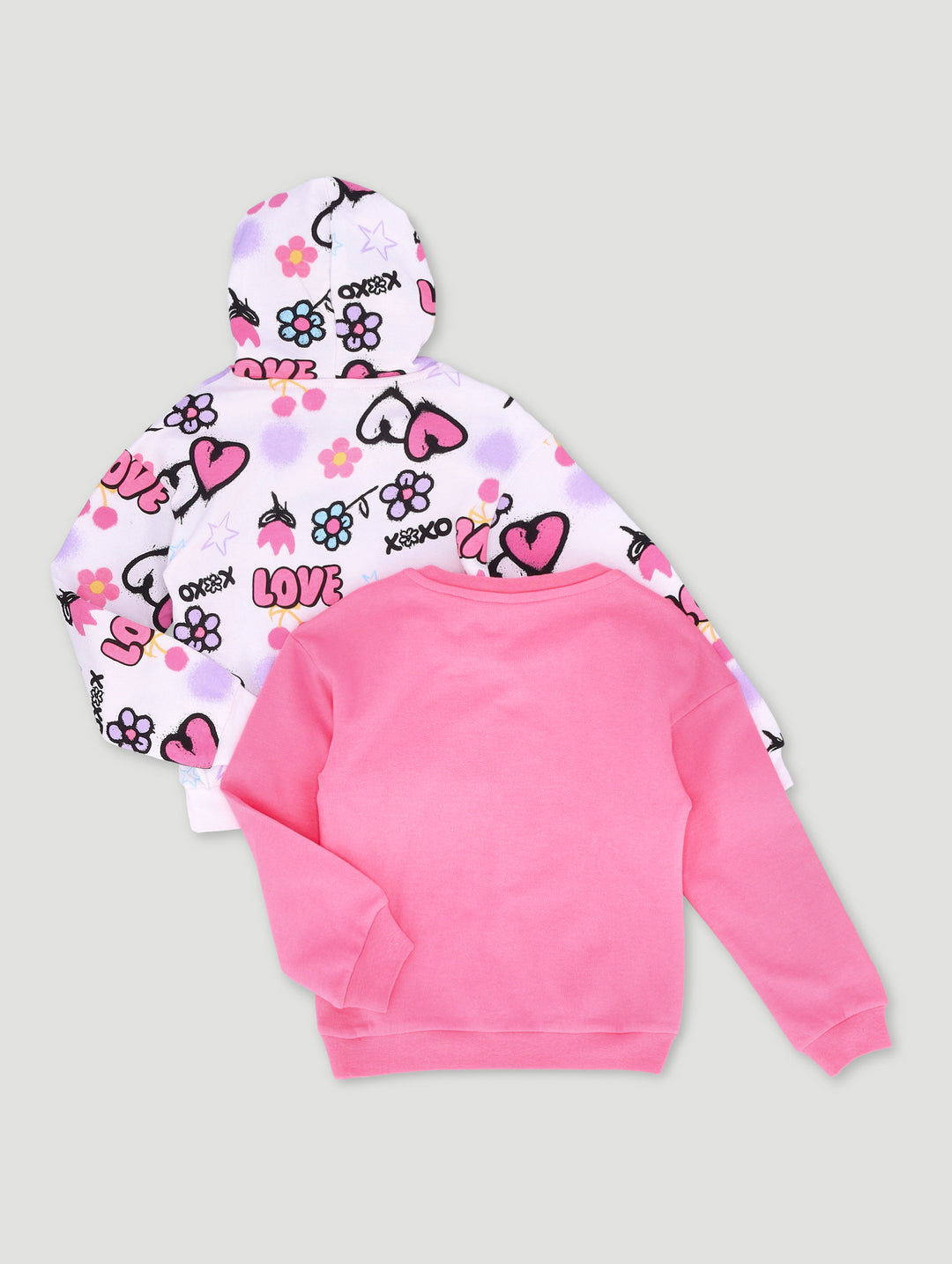 Pre-Girls 2 Pack Grafitti Print Tracktops - White/Pink