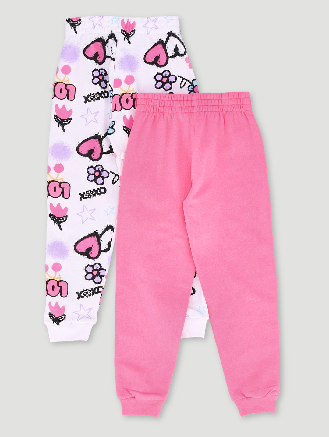 Pre-Girls 2 Pack Grafitti Print Jogger - White/Pink