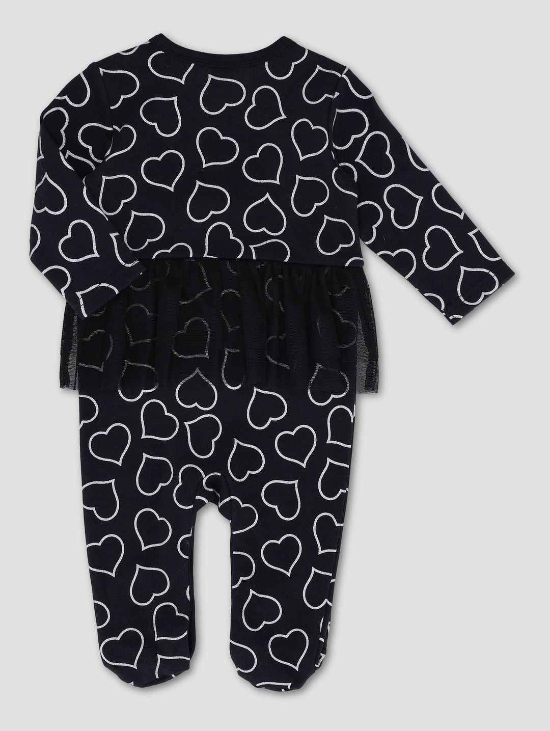 Baby Girls Heart Print Sleepsuit - Black