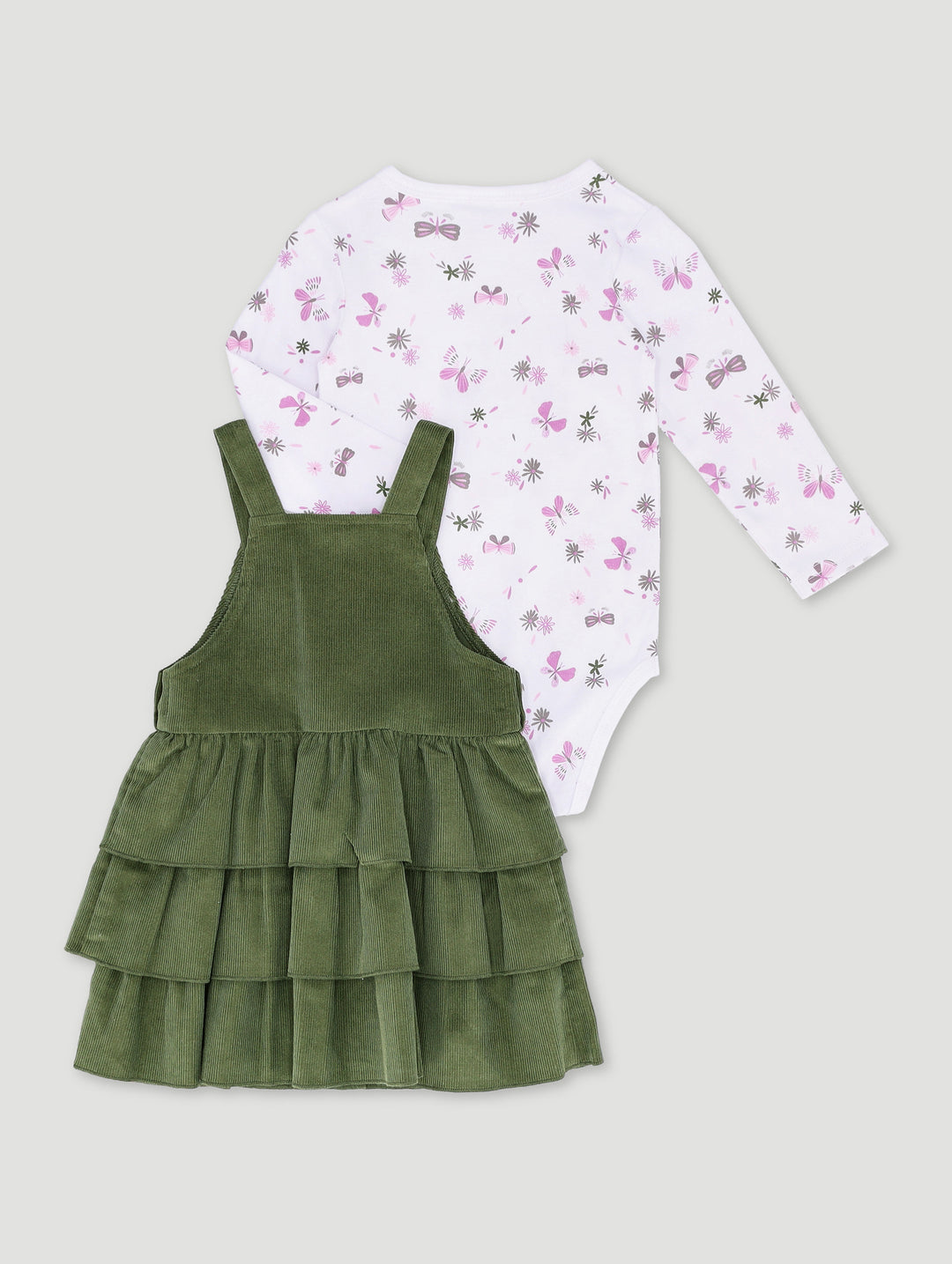 Baby Girls Pinni Cord Dress - Olive