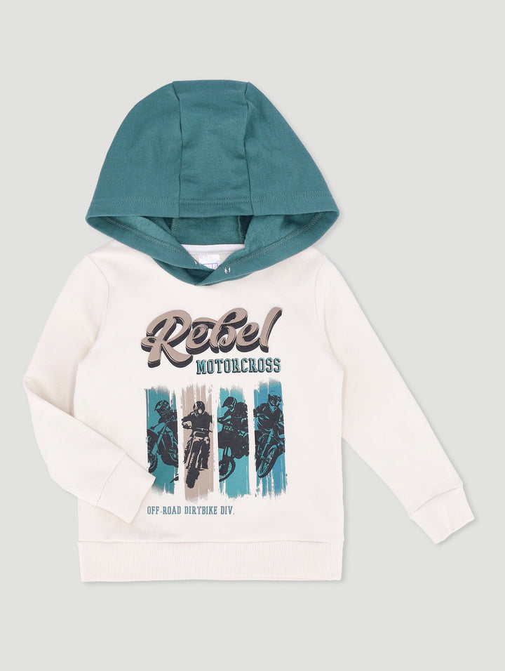 Pre-Boys Colourblock Leo Hoody - Egret/Teal