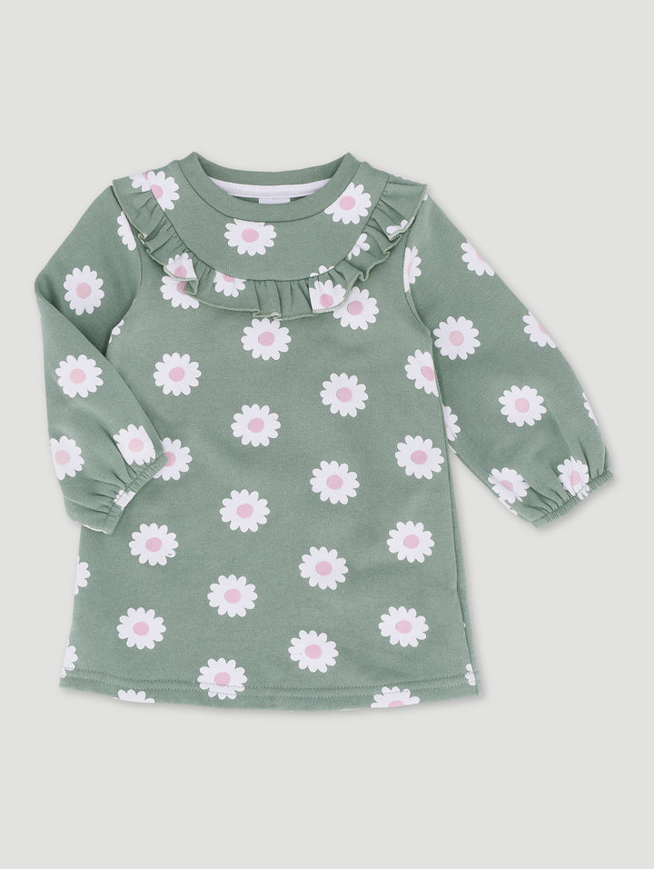 Baby Girls Daisy Print Fleece Dress - Multi