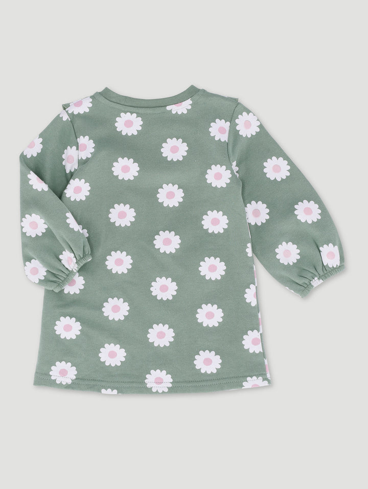 Baby Girls Daisy Print Fleece Dress - Multi