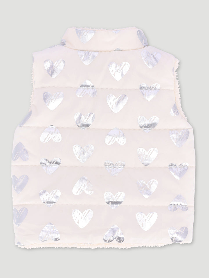 Baby Girls Sleeveless Print Jacket - Off White