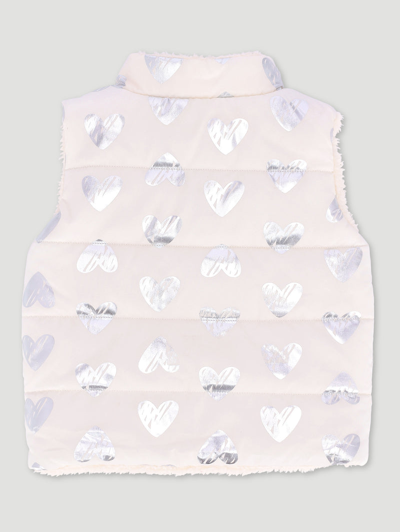 Baby Girls Sleeveless Print Jacket - Off White