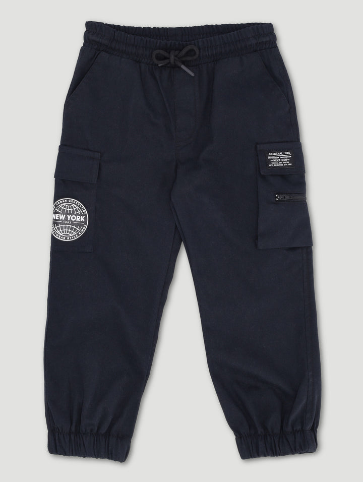 Pre-Boys Peach Twill Jogger - Black