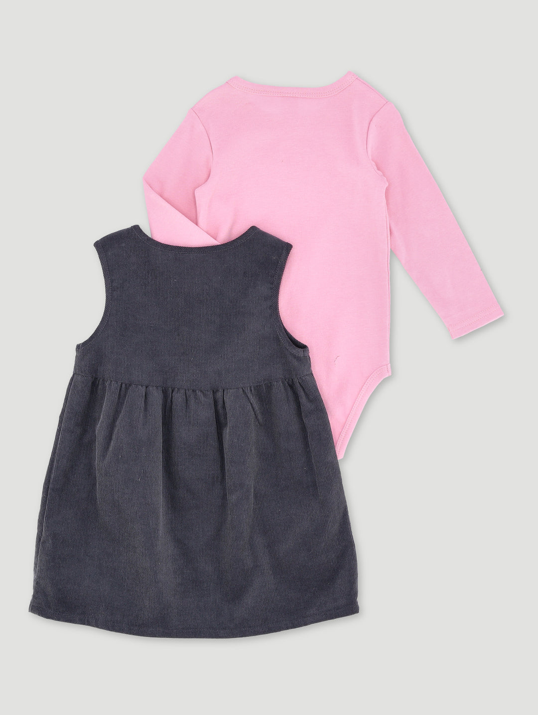 Baby Girls Flower Print Corduroy Pinni Dress - Marble Charcoal