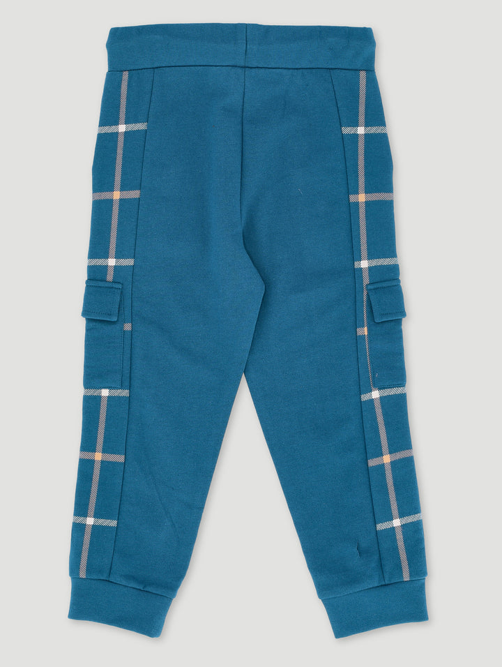 Pre-Boys Check Cargo Jogger - Blue/Tan