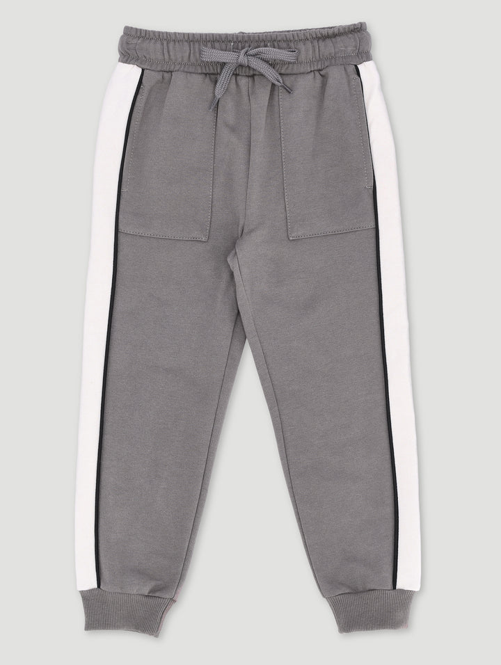 Pre-Boys Colourblock Piped Jogger - Grey/White