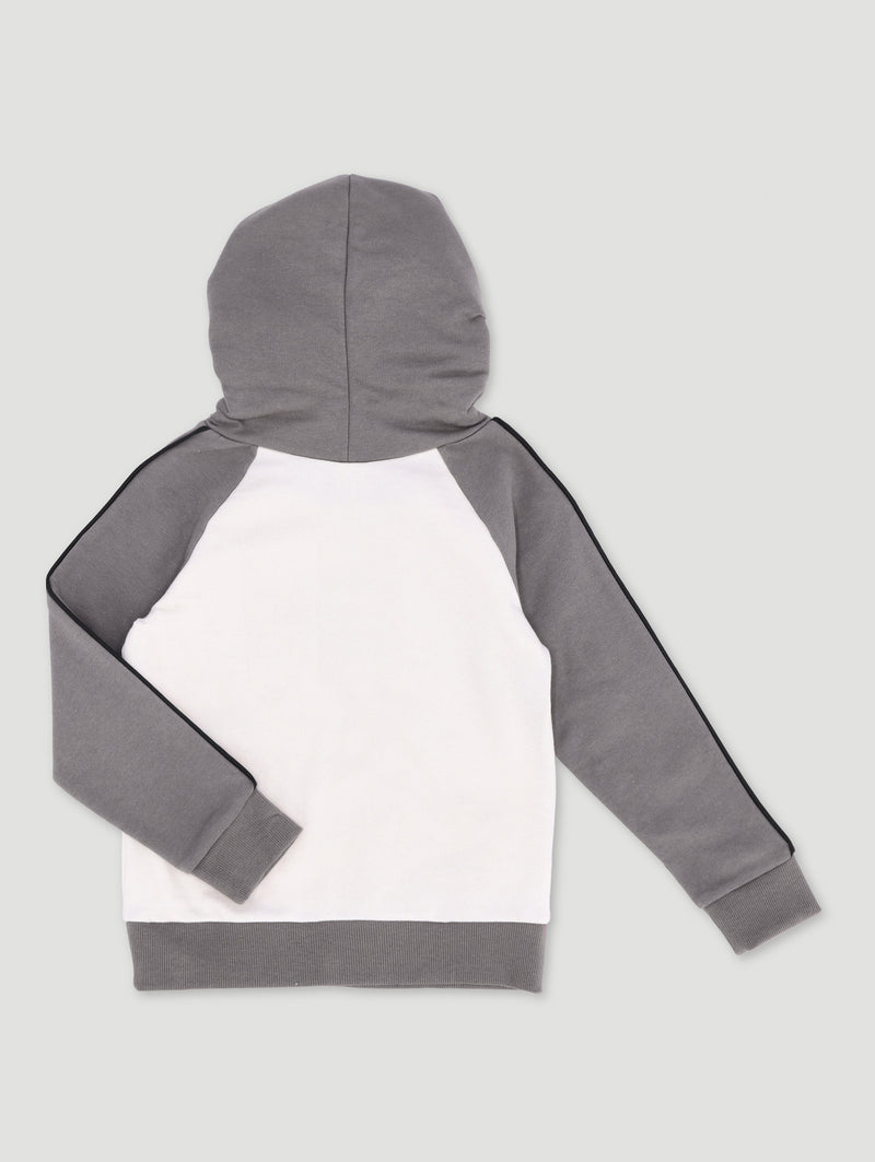 Pre-Boys Colourblock Piped Hoody - Grey/White