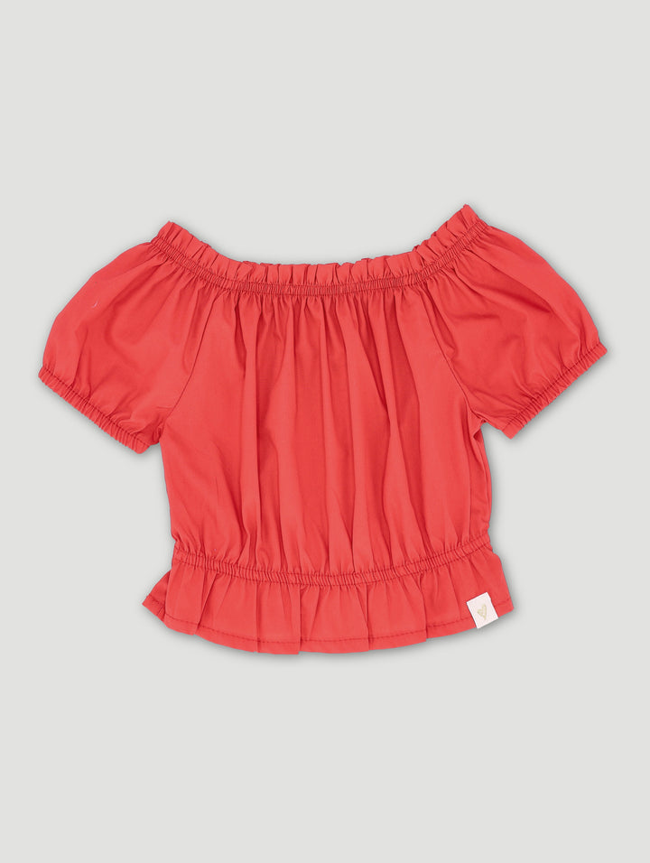 Pre-Girls Poplin Top - Red