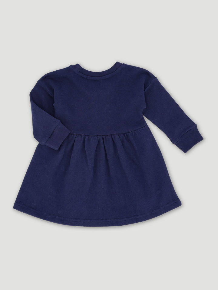 Baby Girls Fleece Heart Dress - Black/Navy