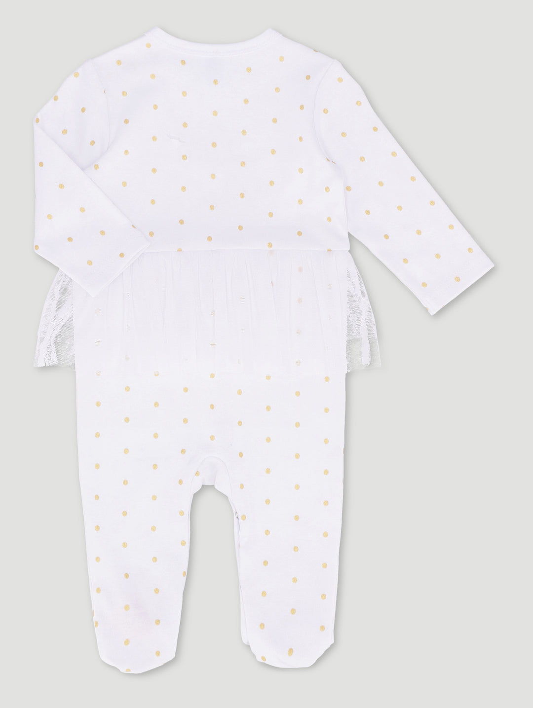 Baby Girls Polka Dot Interlock Sleepsuit - White