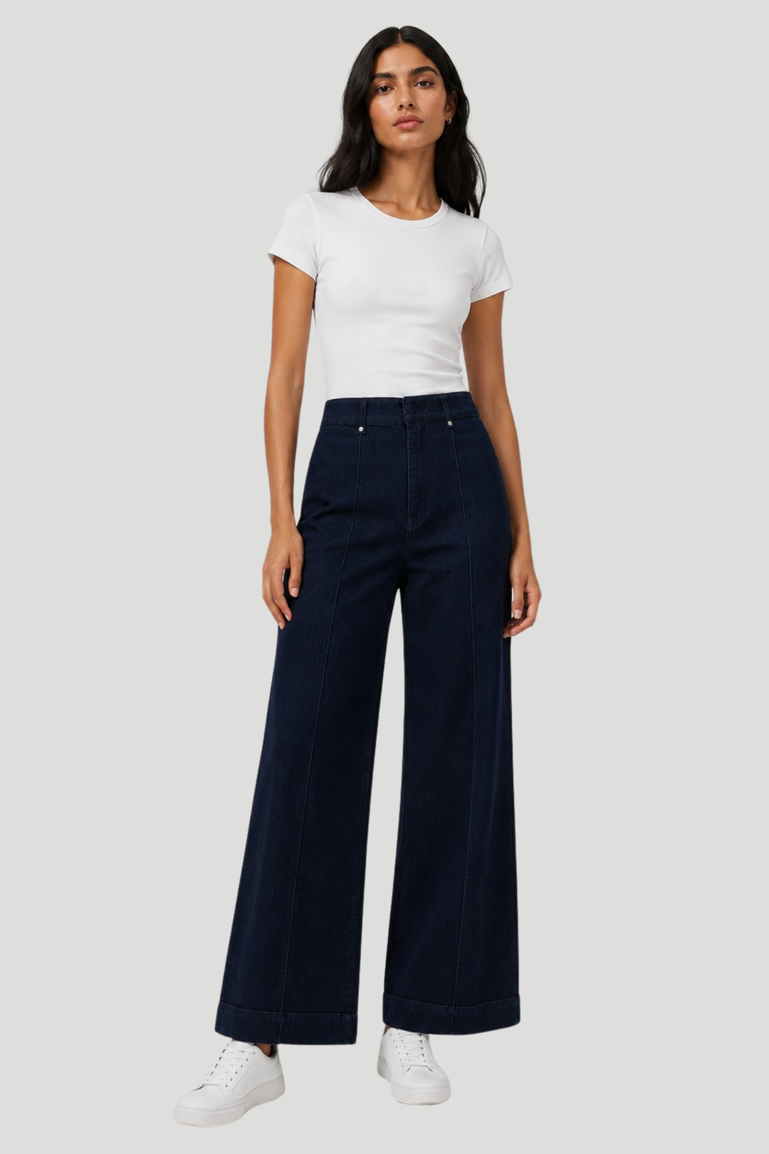 No Pocket Tailored Hirise Wide Leg Denim - Raw Wash