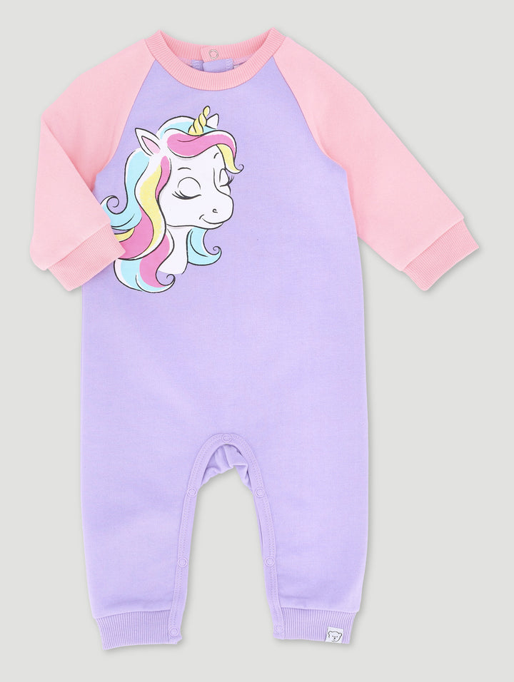 Baby Girls Unicorn Be Kind Brushed Sleepsuit - Lilac
