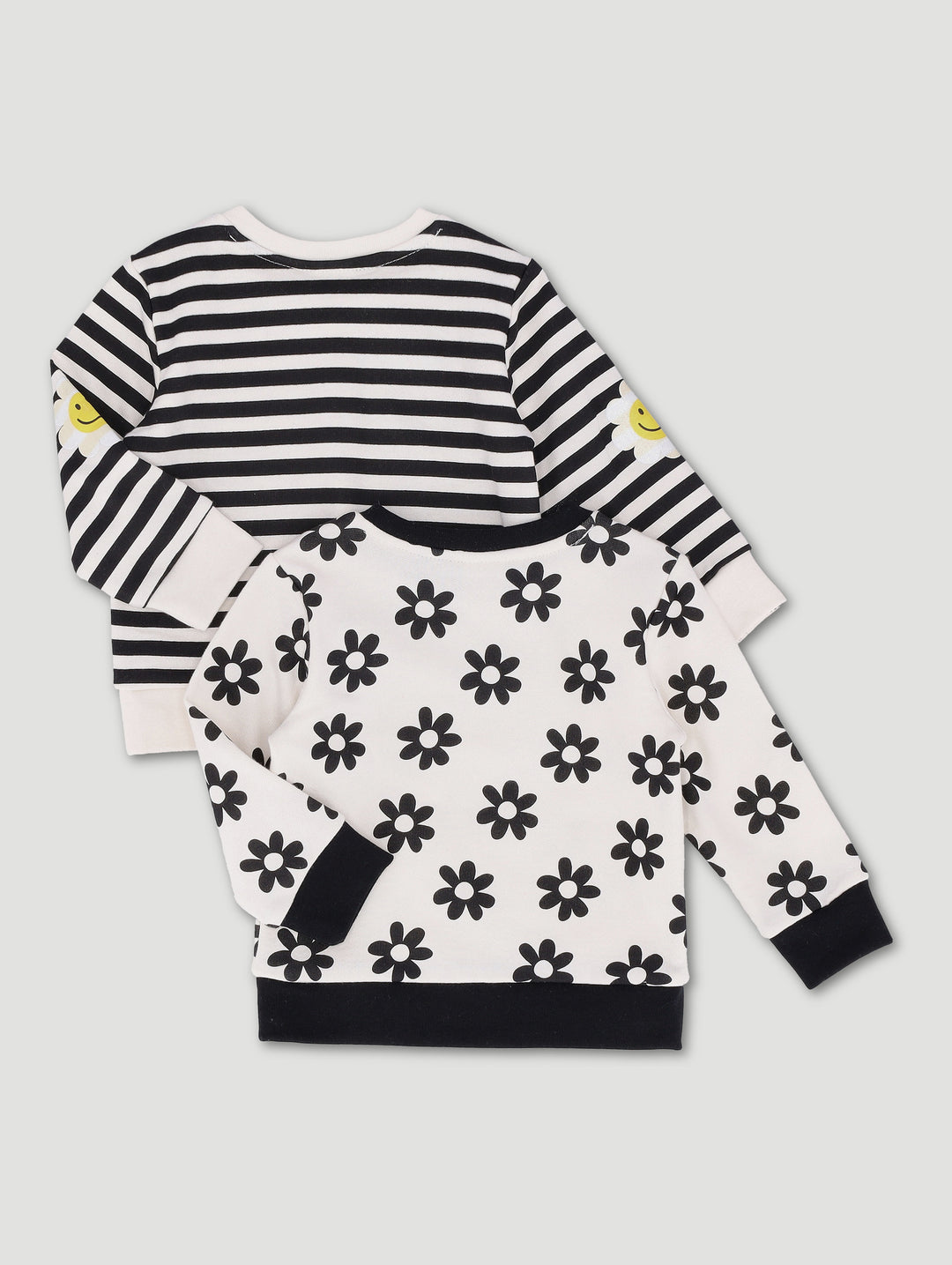 Baby Girls 2 Pack Daisy & Stripe Brushed Fleece Top - Multi