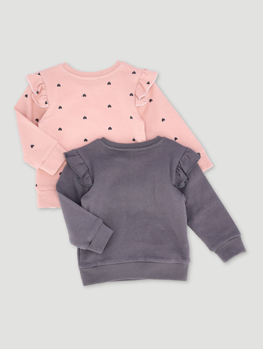 Baby Girls 2 Pack Brushed Fleece Tops - Marble Charcoal