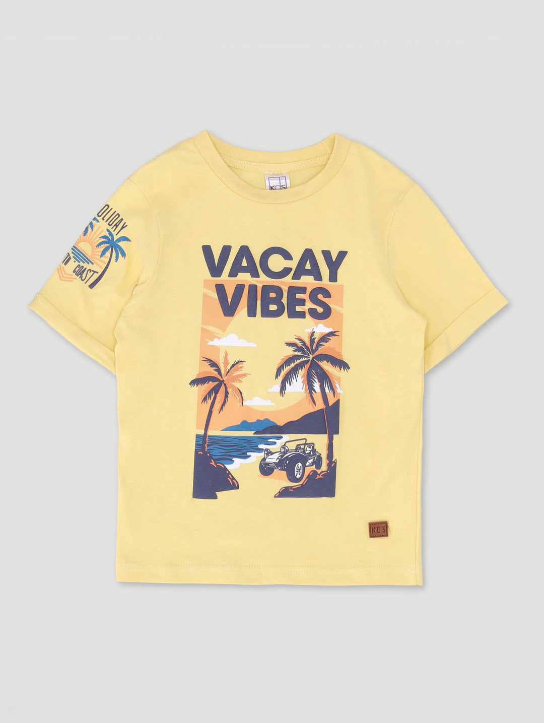 Pre-Boys Rolled Sleeve Beach Tee - Light Yellow