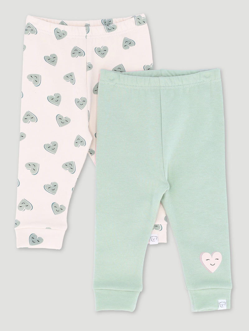 Baby Girls 2 Pack Heart Leggings
