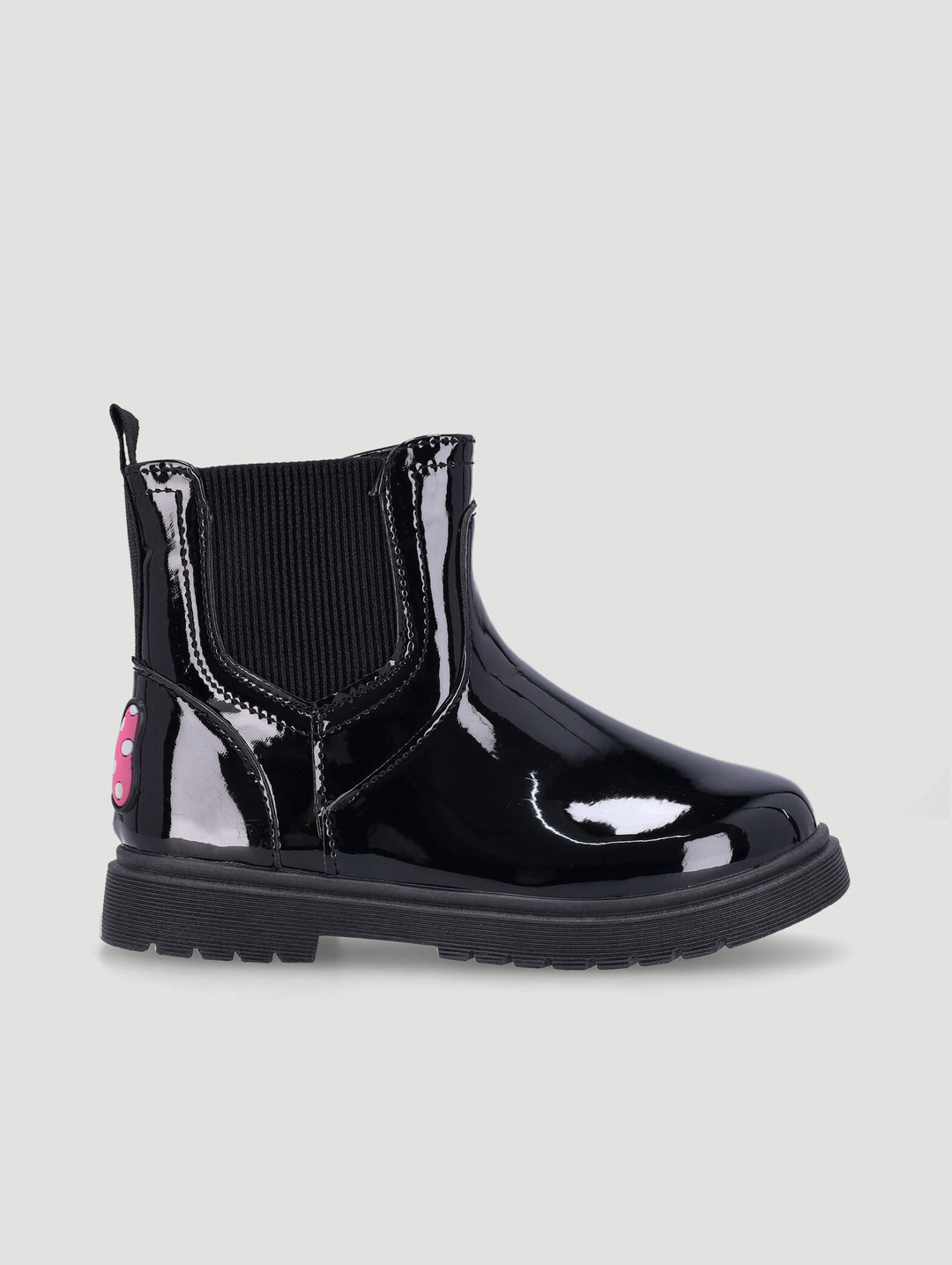 Pre-Girls Pink Bow Chelsea Boot - Black