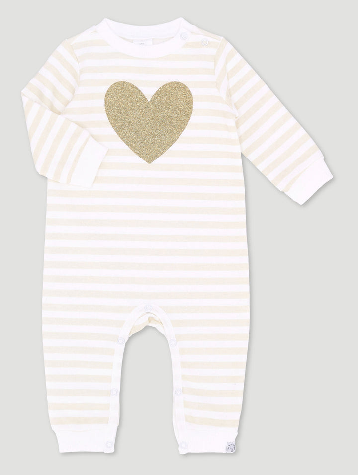 Baby Girls Stripe Sleepsuit - Stone