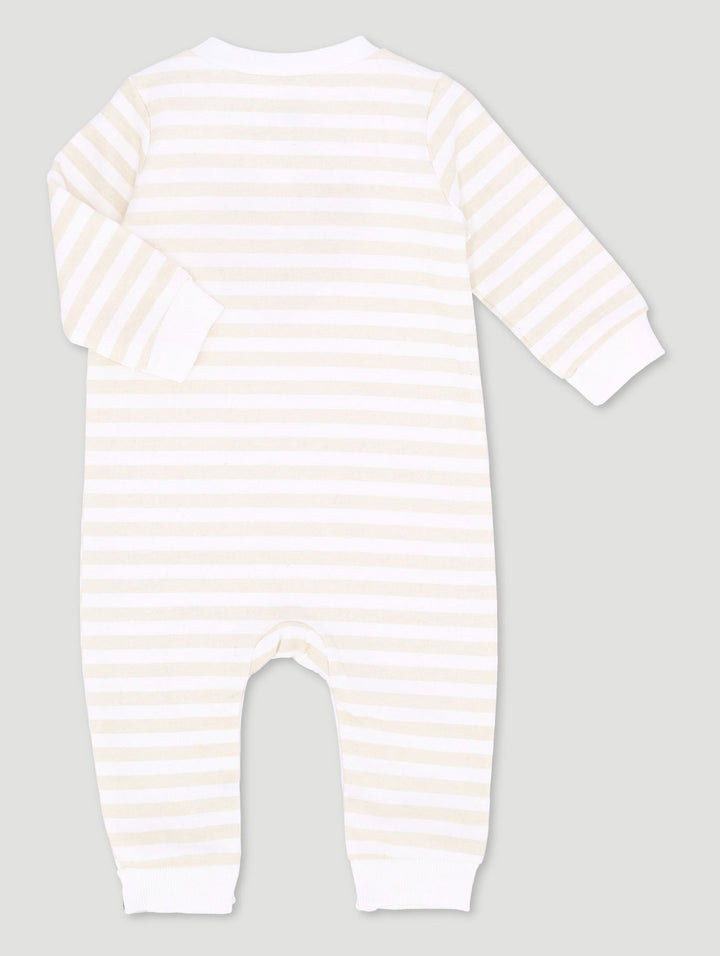 Baby Girls Stripe Sleepsuit - Stone