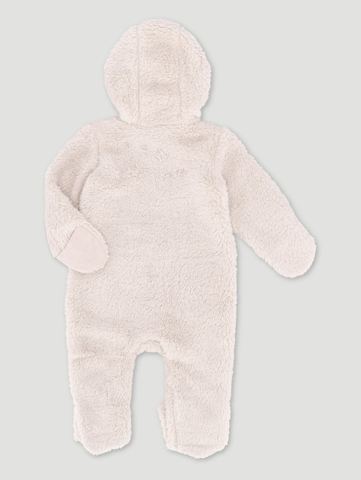 Baby Girls Sherpa Bear Sleepsuit - Stone
