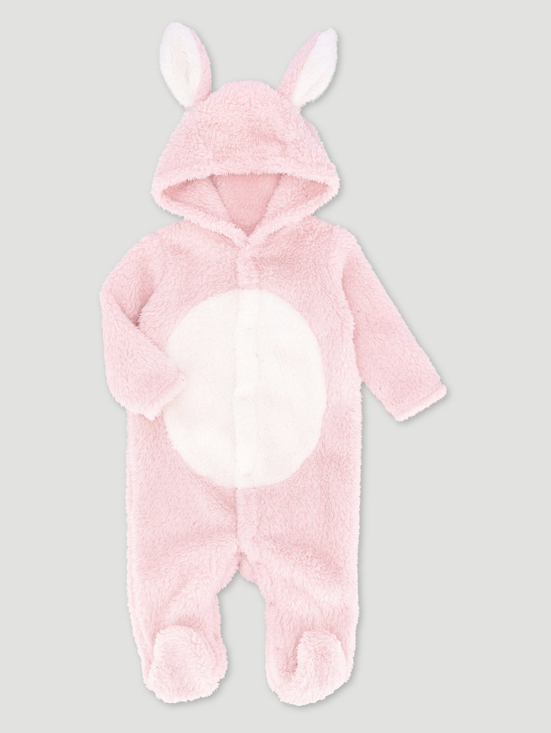 Baby Girls Sherpa Bunny Sleepsuit - Dusty Pink