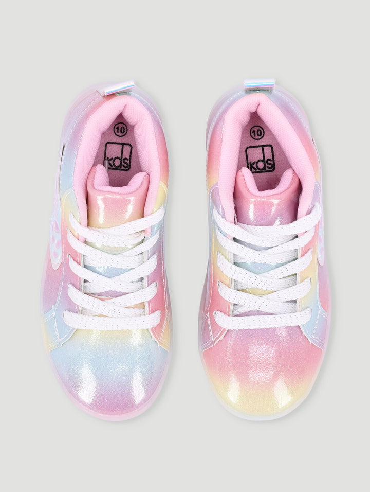 Pre-Girls Rainbow Light-Up High-Top Sneaker - Pink