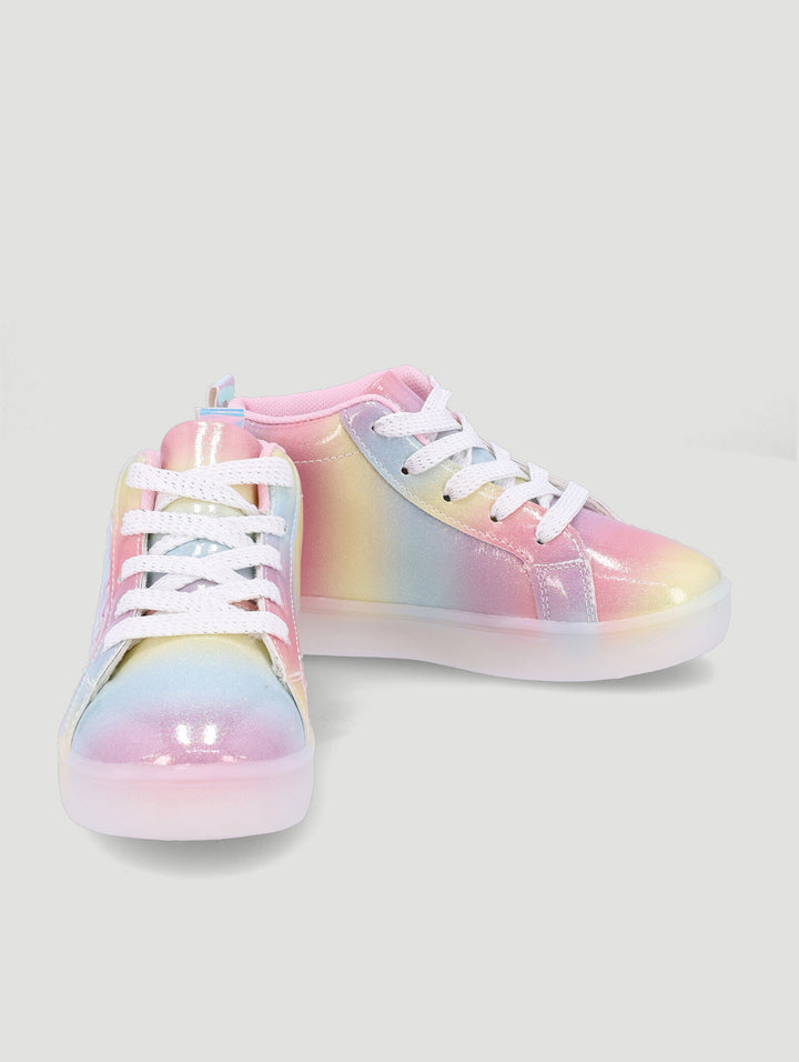 Pre-Girls Rainbow Light-Up High-Top Sneaker - Pink