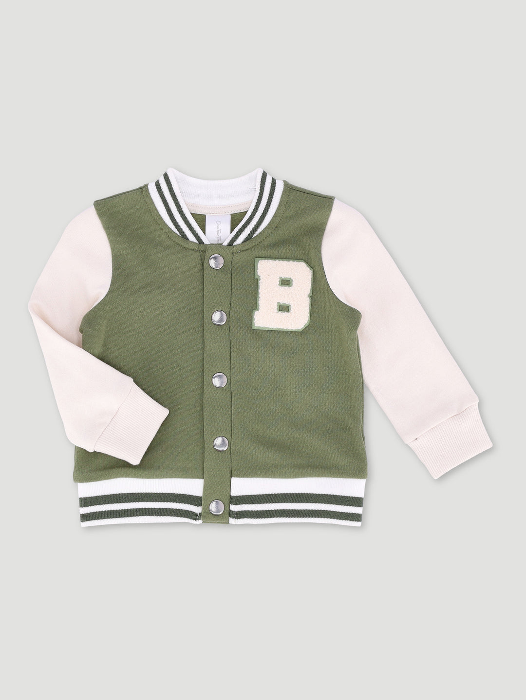 Baby Boys Fleece Baseball Jacket - Light Fatigue