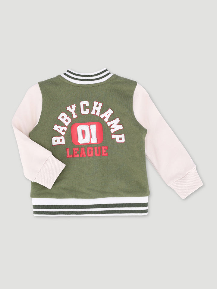 Baby Boys Fleece Baseball Jacket - Light Fatigue