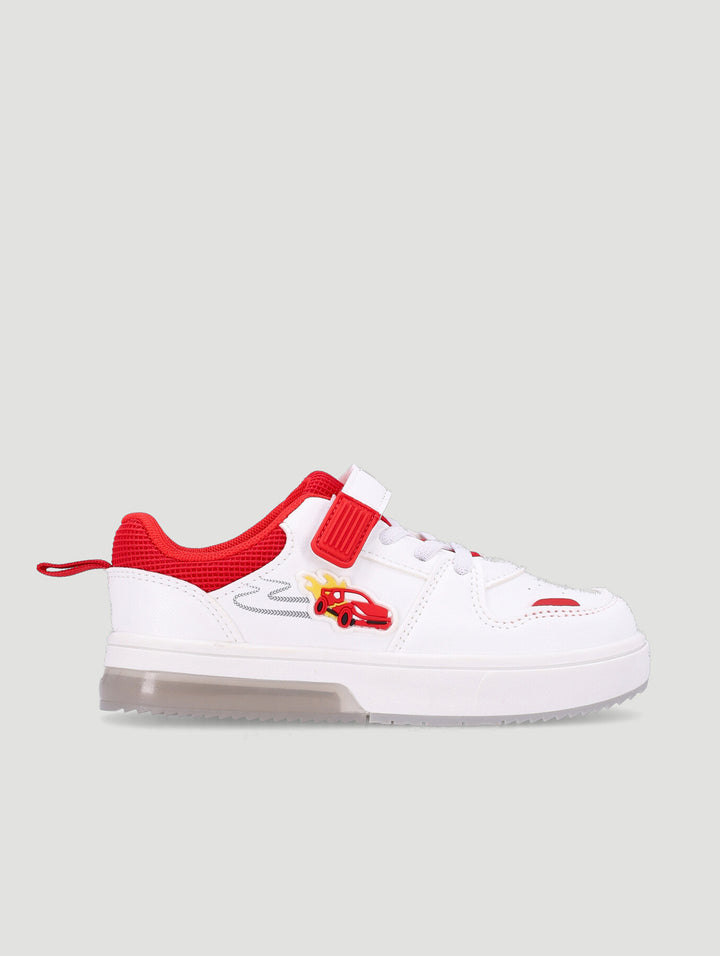 Pre-Boys Light Up Car Sneaker - White/Red