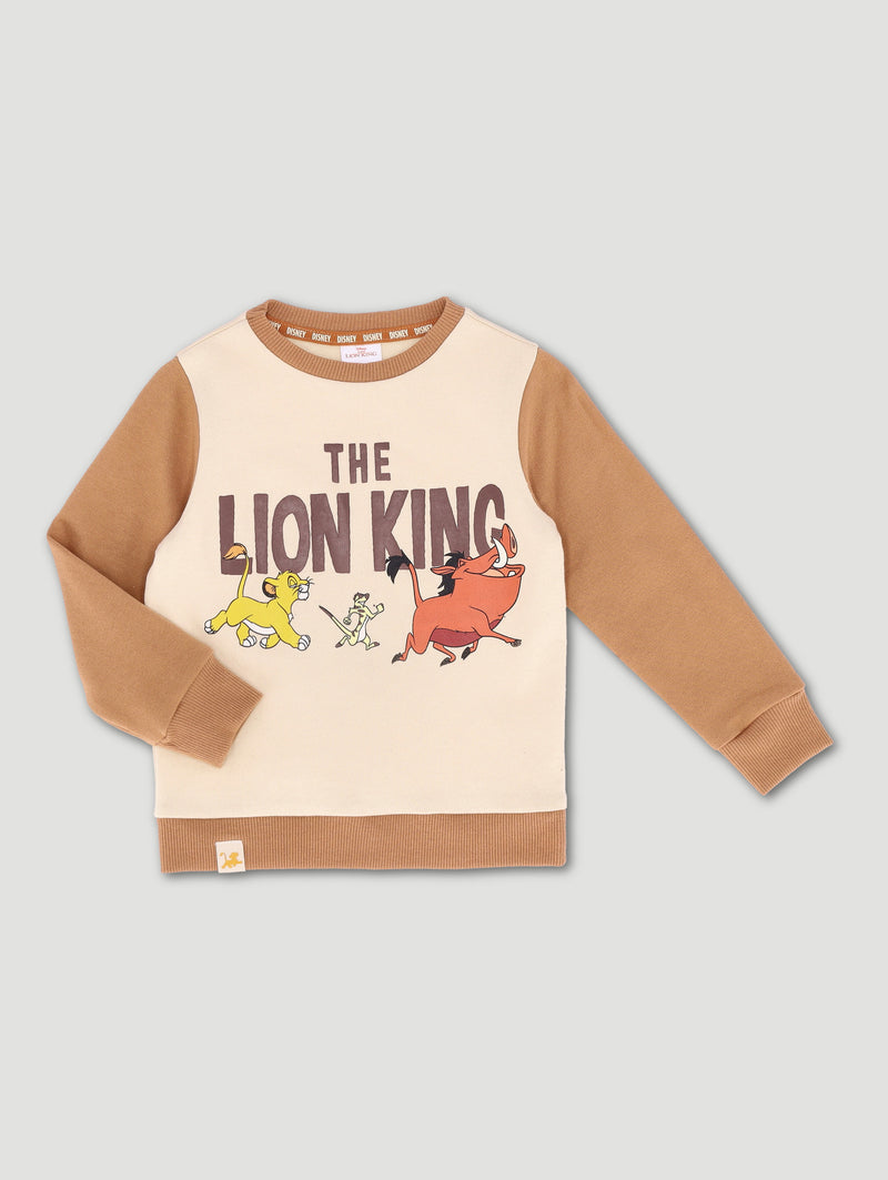 Pre-Boys Lion King Colourblock Crew Top - Tan/Cream