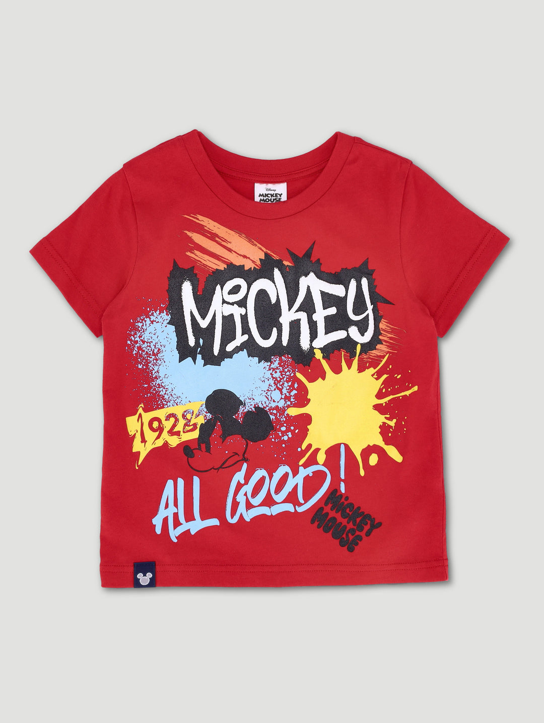 Pre-Boys Mickey Graffiti Tee - Red