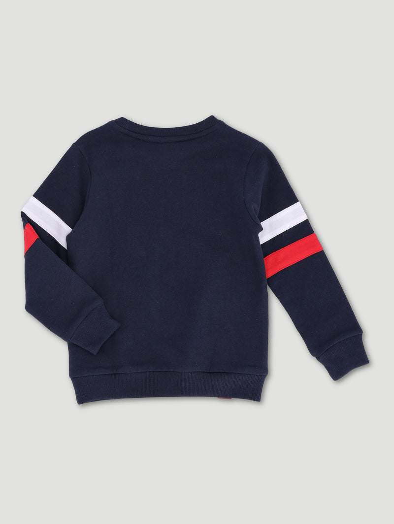 Pre-Boys Mickey Stripe Crew Top - Navy/Red