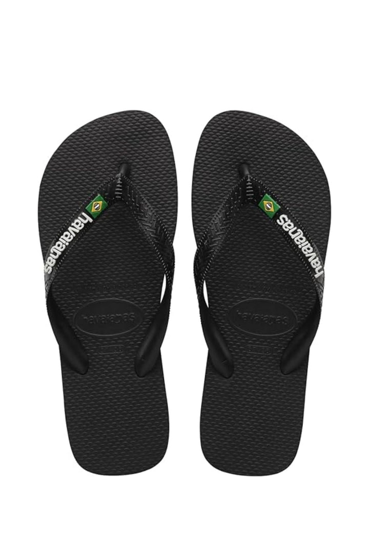 Brazil Logo & Word Flip Flop - Black
