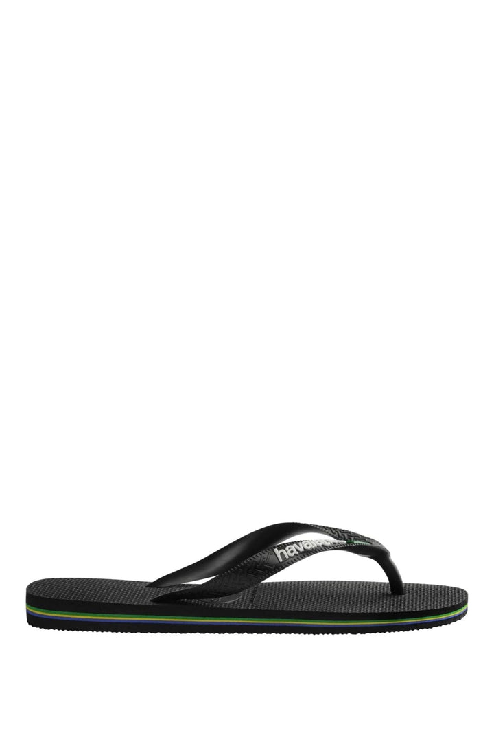 Brazil Logo & Word Flip Flop - Black