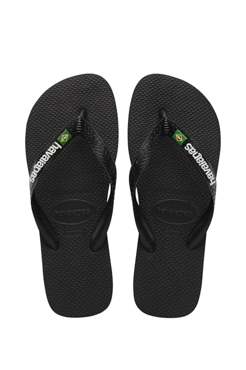 Brazil Logo & Word Flip Flop - Black