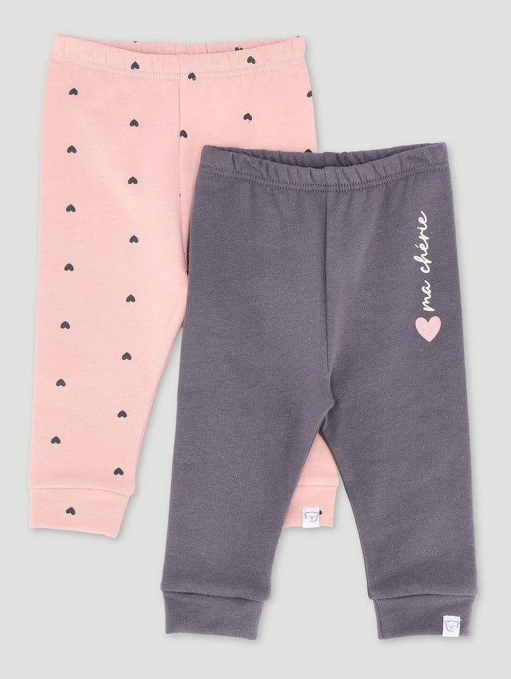 Baby Girls 2 Pack Leggings - Marble Charcoal