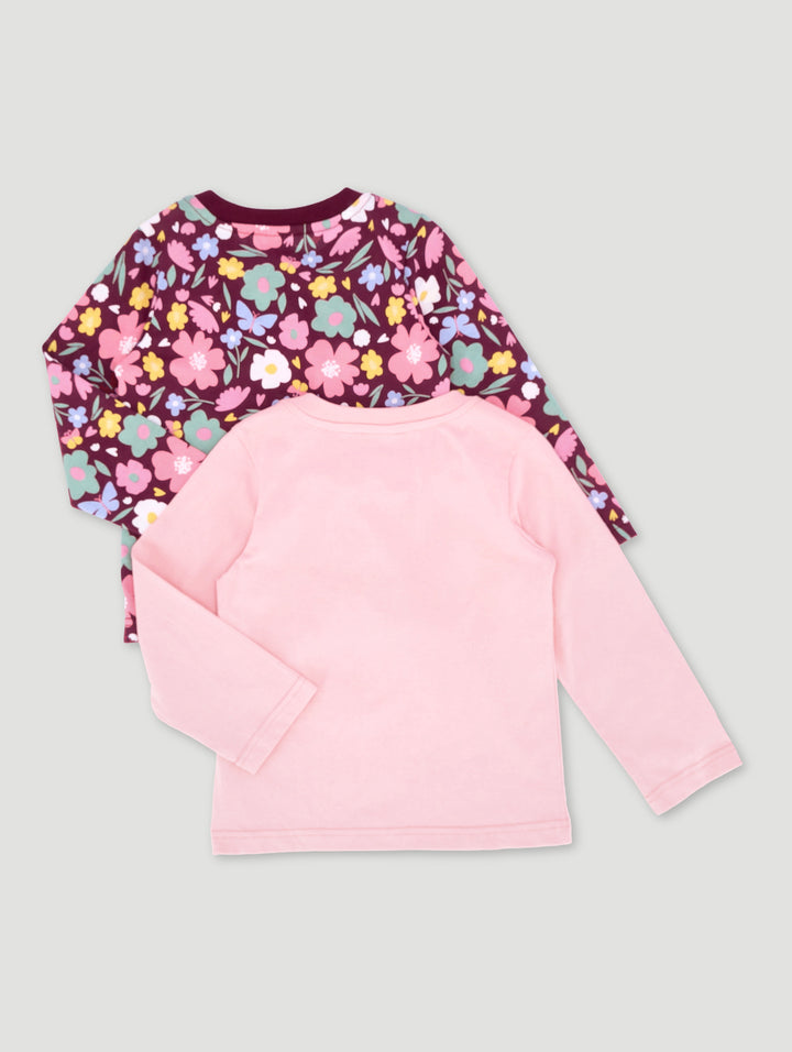 Pre-Girls 2 Pack Floral Print Tee - Burgundy