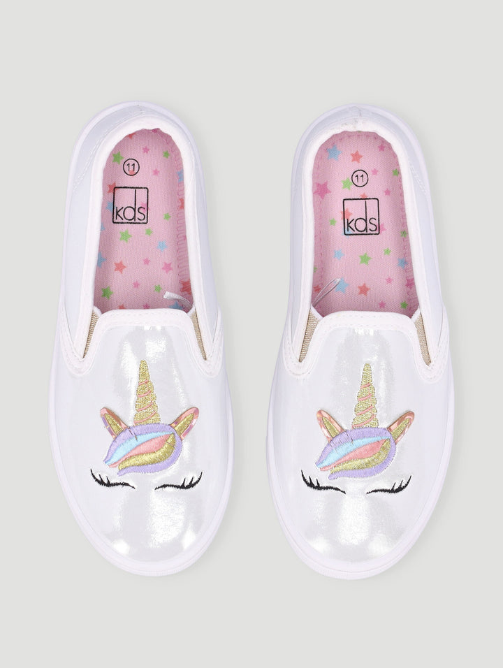 Pre-Girls Unicorn Slip On Sneaker - White