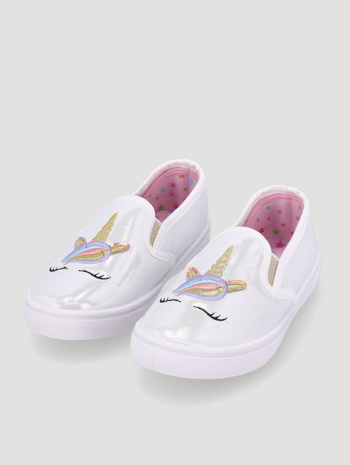 Pre-Girls Unicorn Slip On Sneaker - White