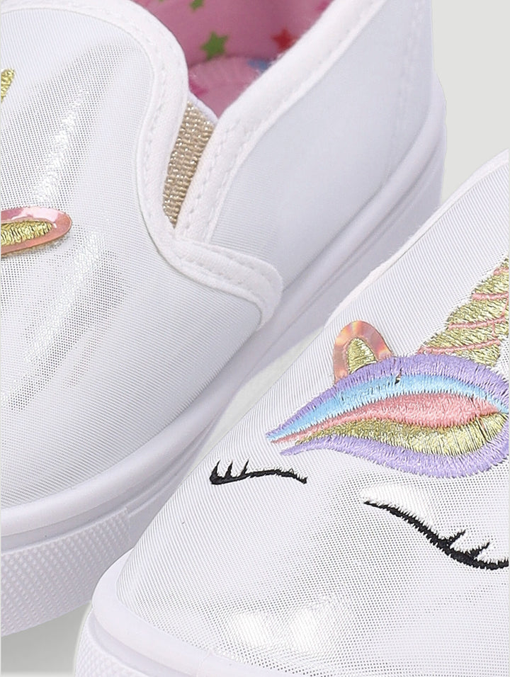 Pre-Girls Unicorn Slip On Sneaker - White