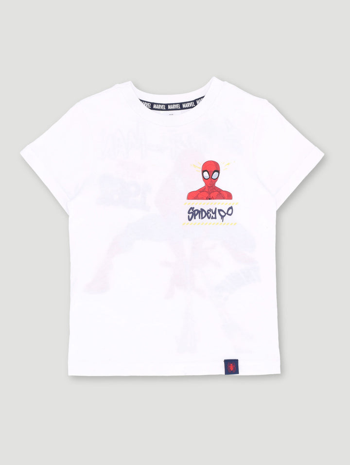 Pre-Boys Spiderman Front & Back Tee - White