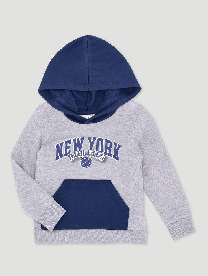 Pre-Boys Basketball NY Colour Block Hoody - Navy/Grey